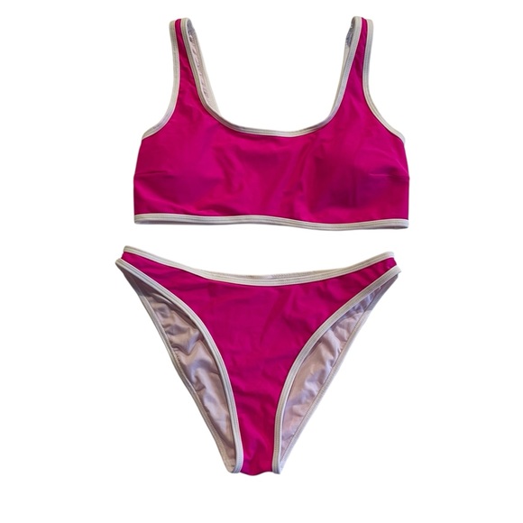 Singnier Other - Singnier Two Piece Bikini Set NWOT Sporty Fuchsia High Cut Cheeky Bottoms Sz Lg